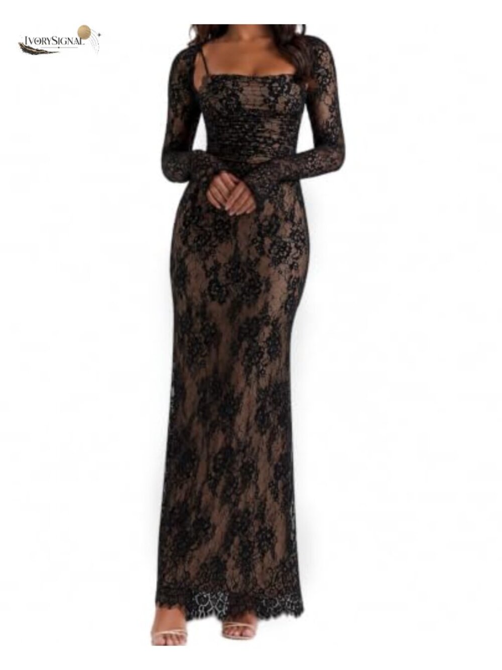 Lace Maxi Dress Long Sleeve Bodycon Fishtail Formal